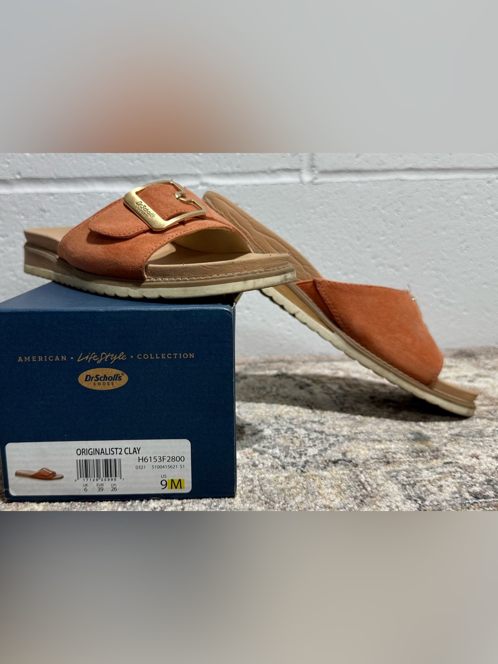 Dr. Scholl's Men's Clay Suede Buckle Slide Sandals - Clay Orange